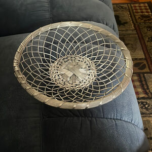 Large Open Weave Aluminum Woven Basket Bowl 11.5